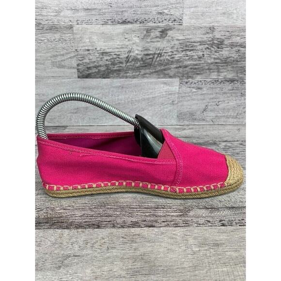 Mia Girls Size 5 Pink Canvas Espadrilles With Braided Jute Trim & Rubber Soles - Picture 6 of 8